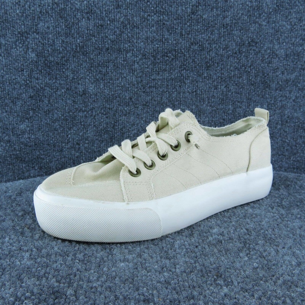 Maurices‎ Women Sneaker Shoes Beige Fabric Lace Up Size 8.5 Medium (B, M)